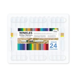 Winkles Shimmer Glitter Pen Set – 12 colours in carry case holds 24 pens