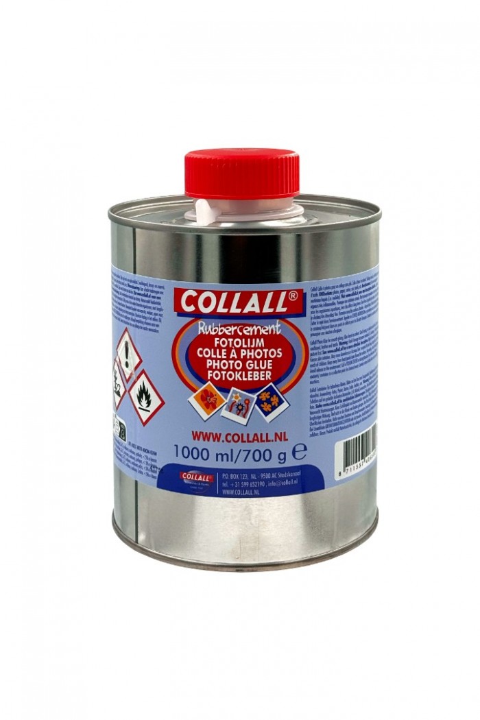 Photo glue Rubbercement tin + glue brush 1000 ml