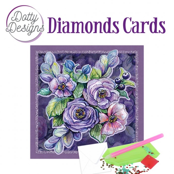 Dotty Designs Diamond Cards - Purple Flowers