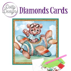 Dotty Designs Diamond Cards - Teddybear in Airplane