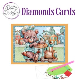 Dotty Designs Diamond Cards - Teddybear on Train