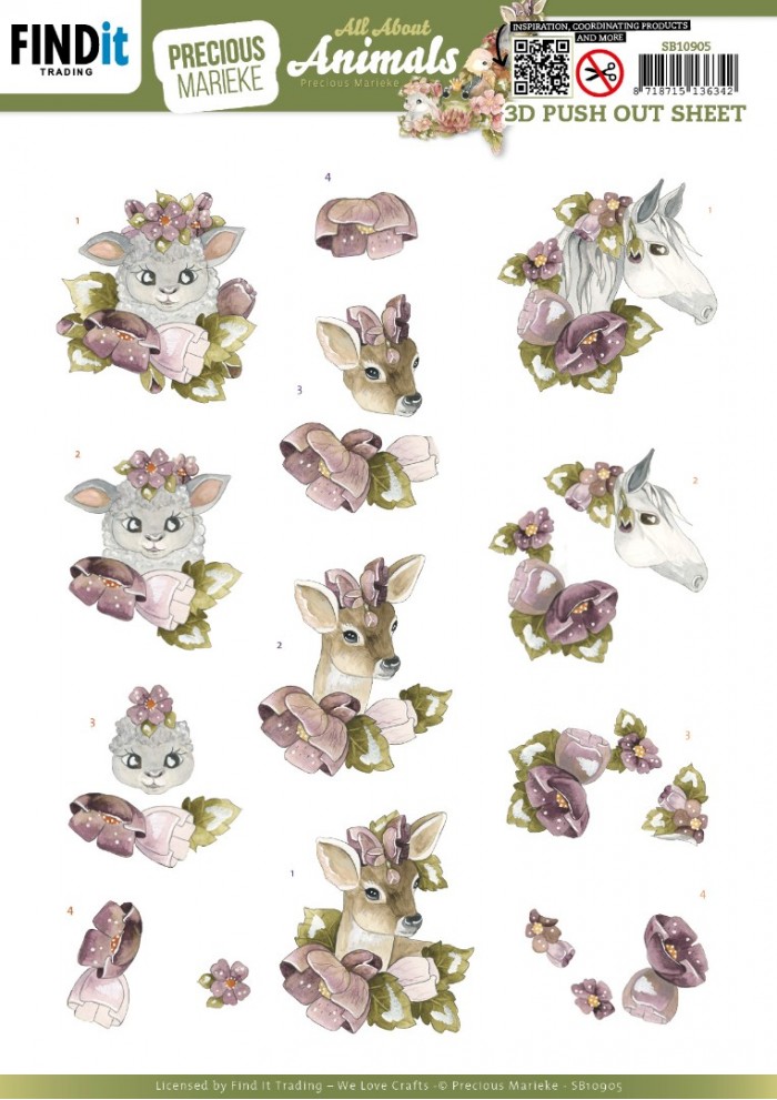 3D Push out - Precious Marieke - All About Animals - All About Purple