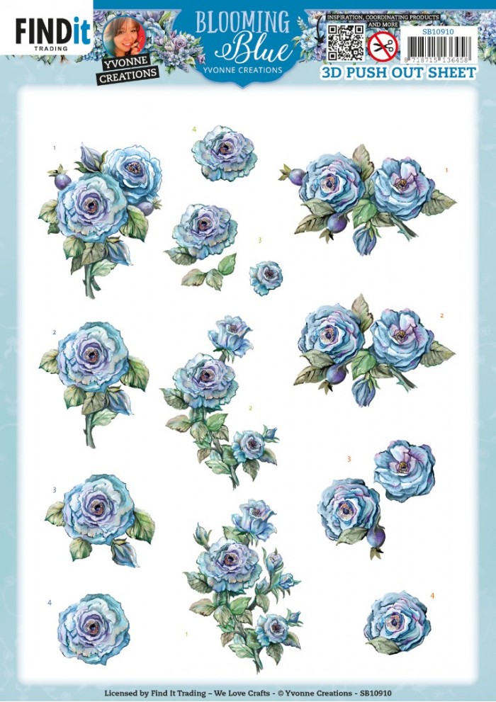 3D Push Out - Yvonne Creations - Blooming Blue - Rosehip
