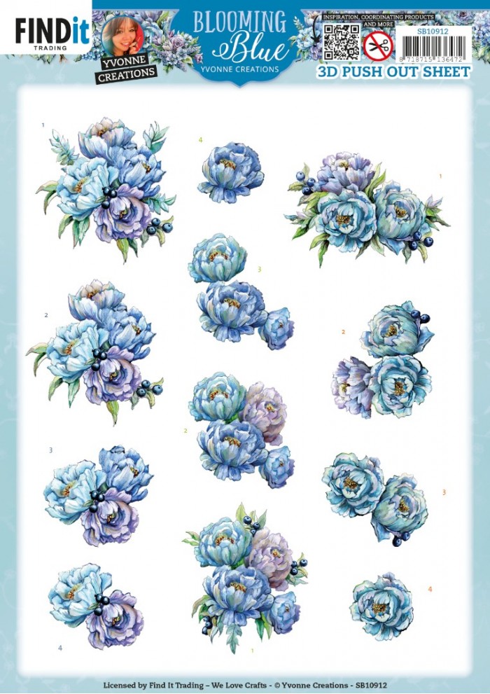 3D Push Out - Yvonne Creations - Blooming Blue - Blueberry