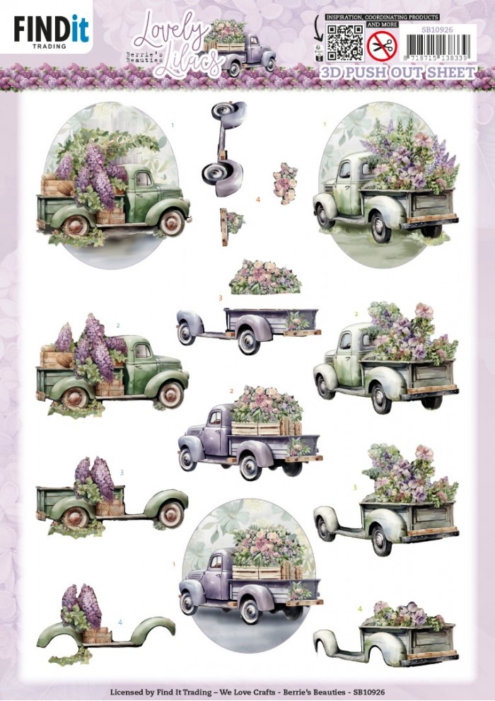 3D Push Out - Berries Beauties - Lovely Lilacs - Lovely Cars