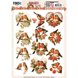 3D Push Out - Berries Beauties - Romantic Birds - Romantic Robin
