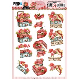 3D Push Out - Yvonne Creations - Rose Decorations - Rose Suitcase