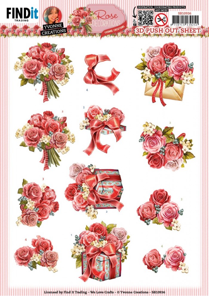 3D Push Out - Yvonne Creations - Rose Decorations - Rose Bouquet