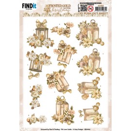 3D Push Out - Amy Design - Frosted Gold Christmas - Lantern