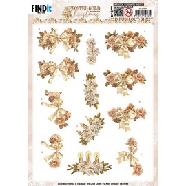 3D Push Out - Amy Design - Frosted Gold Christmas - Christmas Piece