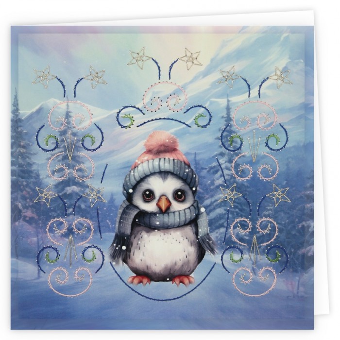 Stitch and Do Cards 10 - Berries Beauties - Cute Penguins