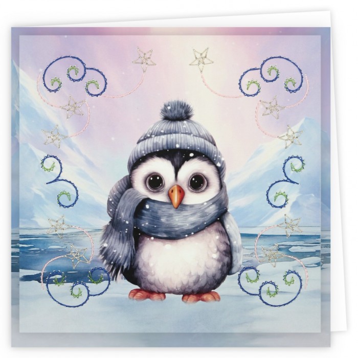 Stitch and Do Cards 10 - Berries Beauties - Cute Penguins