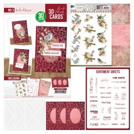 3D and Do -  Velvet Cards A6  - Precious Marieke - Birds and Berries