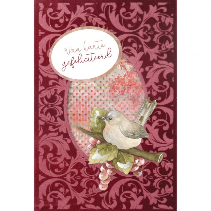 3D and Do -  Velvet Cards A6  - Precious Marieke - Birds and Berries