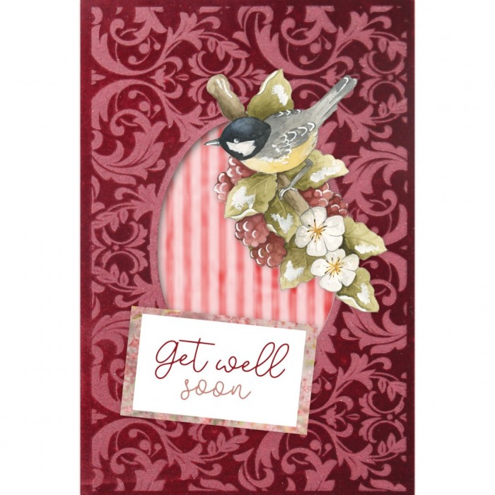 3D and Do -  Velvet Cards A6  - Precious Marieke - Birds and Berries