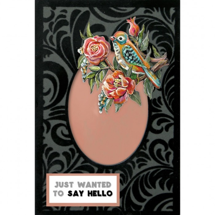 3D Velvet Cards A6- Colorful Birds