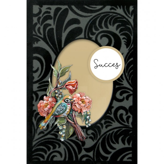 3D Velvet Cards A6- Colorful Birds