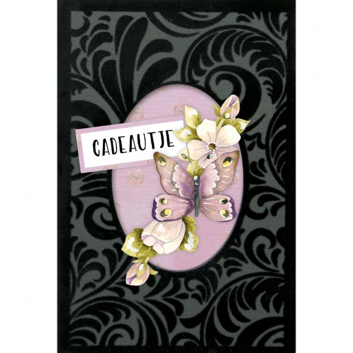 3D Velvet Cards A6- Purple Butterflies