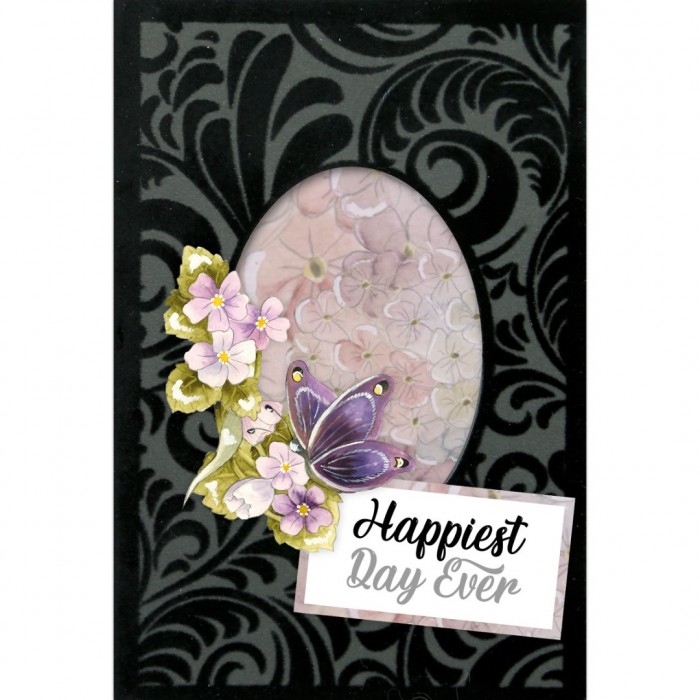 3D Velvet Cards A6- Purple Butterflies