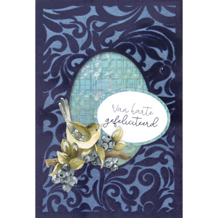 3D Velvet Cards A6 - Blackberries and Birds