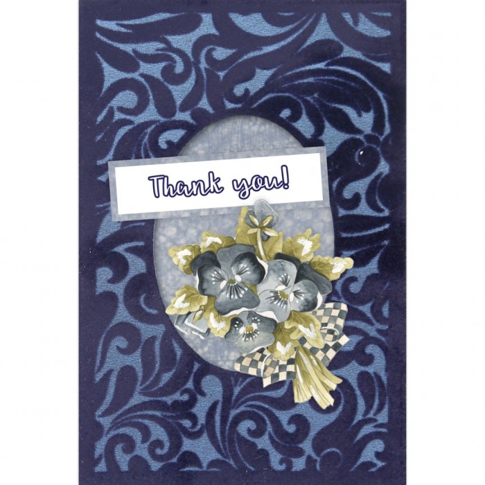 3D Velvet Cards A6 - Blue Pansies
