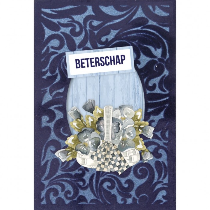 3D Velvet Cards A6 - Blue Pansies