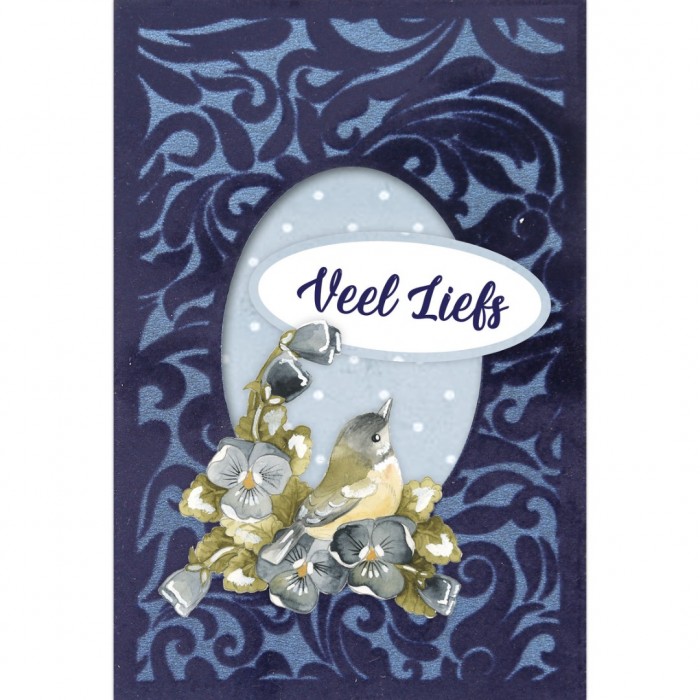 3D Velvet Cards A6 - Blue Pansies
