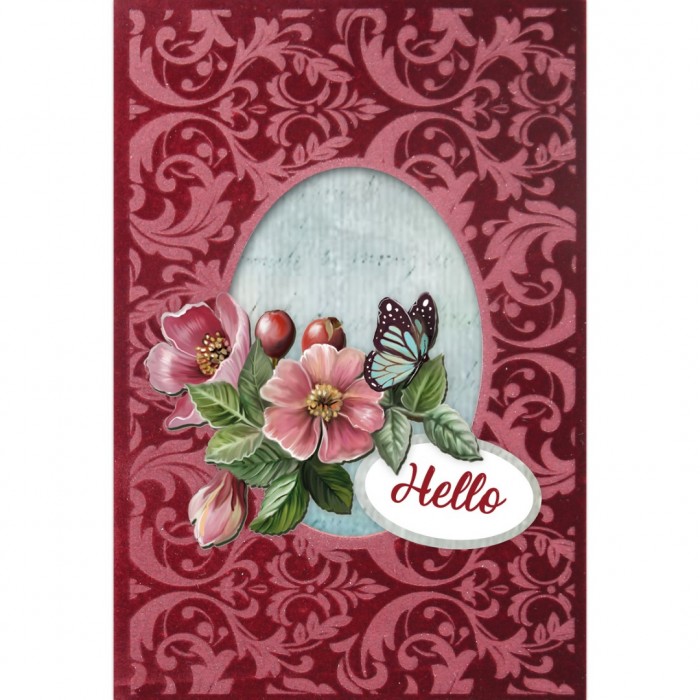 3D Velvet Cards A6 - Rose Hip