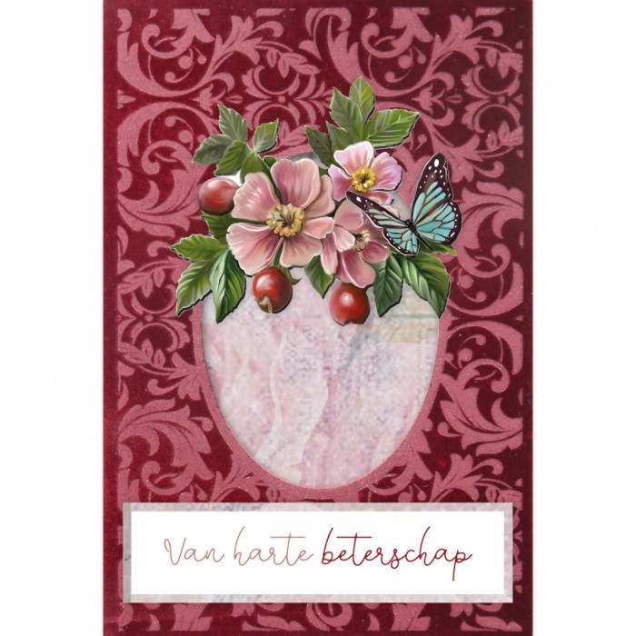 3D Velvet Cards A6 - Rose Hip