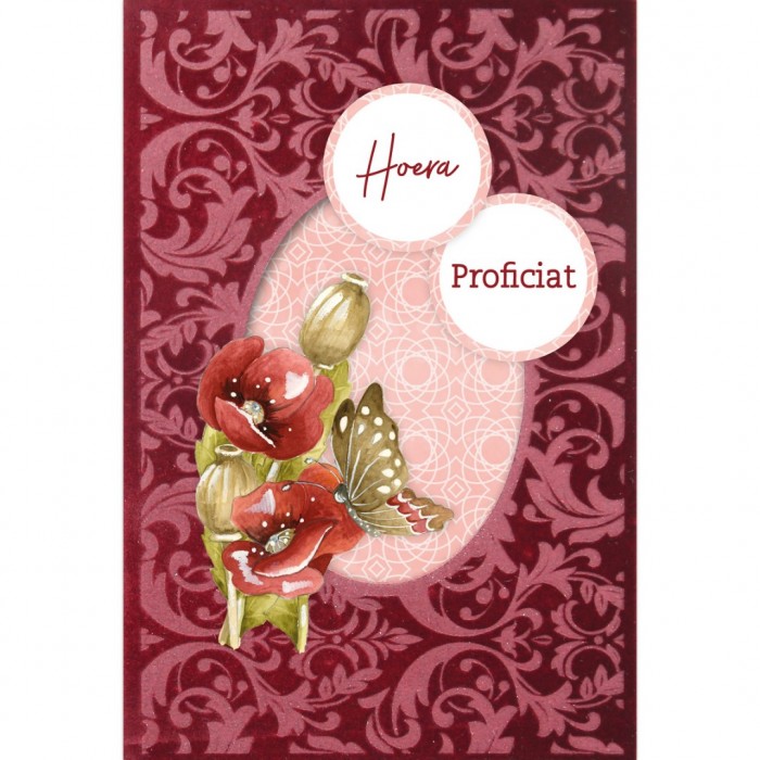 3D Velvet Cards A6 - Red Flowers