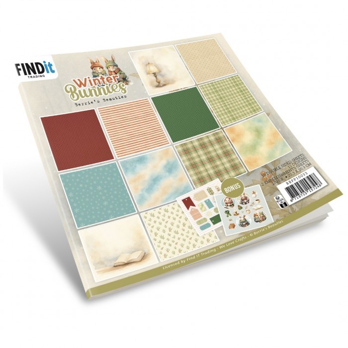 Paperpack - Berries Beauties - Winter Bunnies 20 x 20 cm