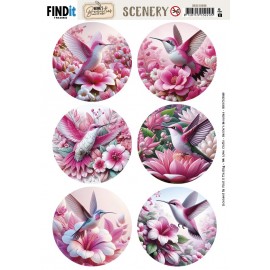 Scenery Push out - Berries Beauties - Pink Hummingbird - Round