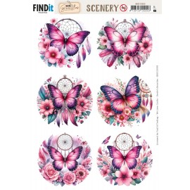 Scenery Push out - Berries Beauties - Pink Butterflies - Round