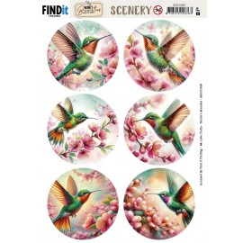 Scenery Push out - Berries Beauties - Lovely Hummingbirds - Round