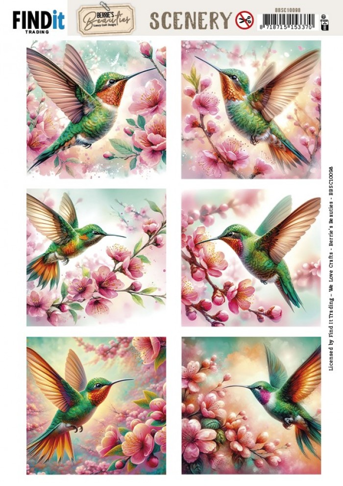 Scenery Push out - Berries Beauties - Lovely Hummingbirds - Square