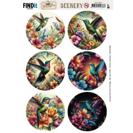 Scenery Push out - Berries Beauties - Vintage Hummingbirds - Round