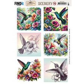 Scenery Push out - Berries Beauties - Colorful Hummingbirds - Square