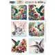 Scenery Push out - Berries Beauties - Colorful Hummingbirds - Square