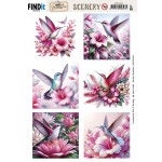 Scenery Push out - Berries Beauties - Pastel Hummingbirds - Square