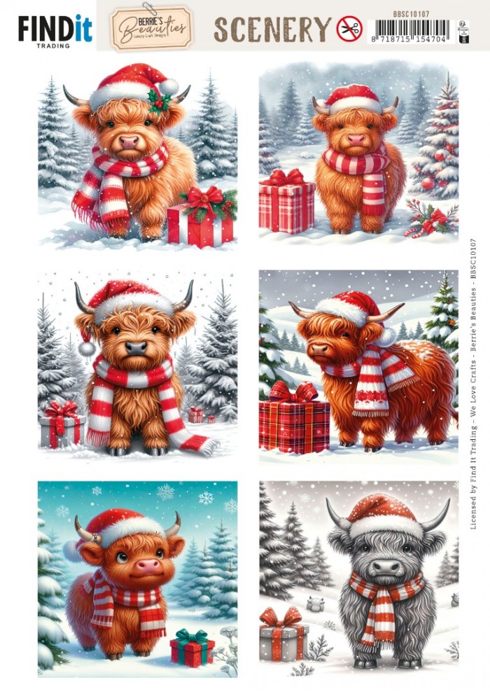 Scenery Push out - Berries Beauties - Festive Cows - Square