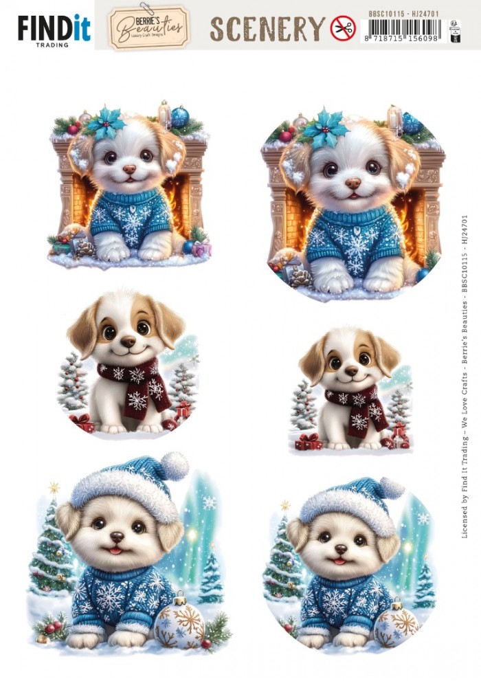 Scenery Push out - Berries Beauties - Christmas Dog (Gratis vel HJ247)