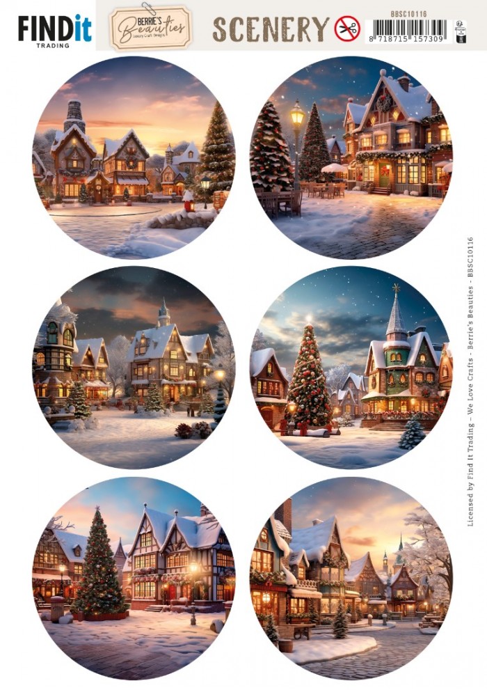Scenery Push out - Berries Beauties - Christmas Village - Round