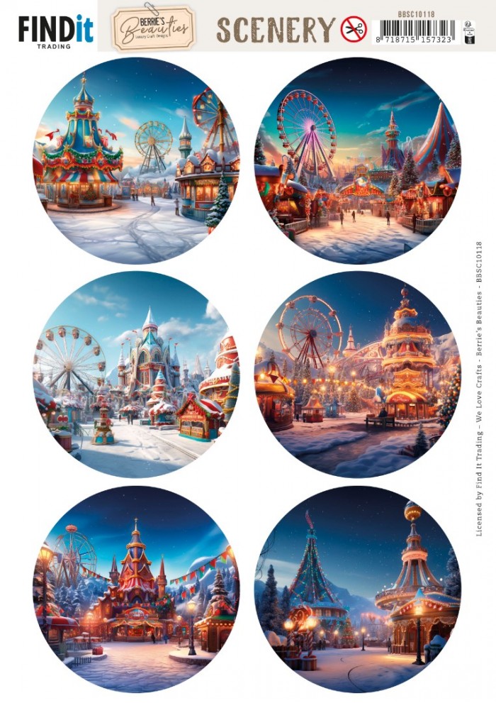 Scenery Push out - Berries Beauties - Winter Fairground - Round