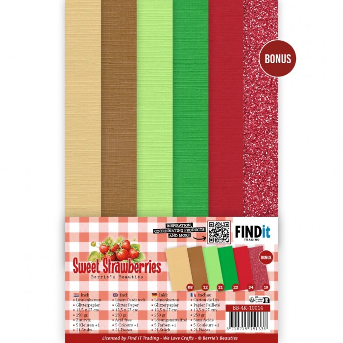 Linen Cardstock Pack - Berries Beauties - Sweet Strawberries - 4K