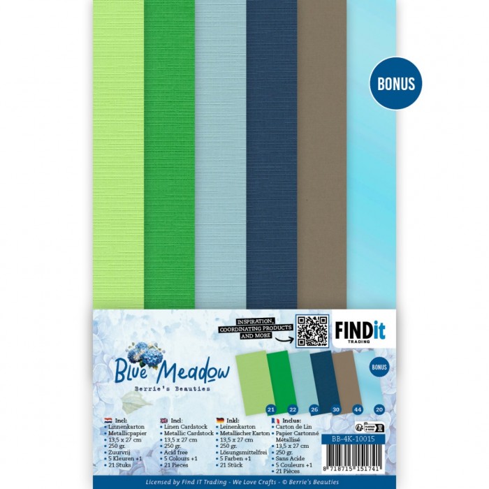 Linen Cardstock Pack - Berries Beauties - Blue Meadow - 4K