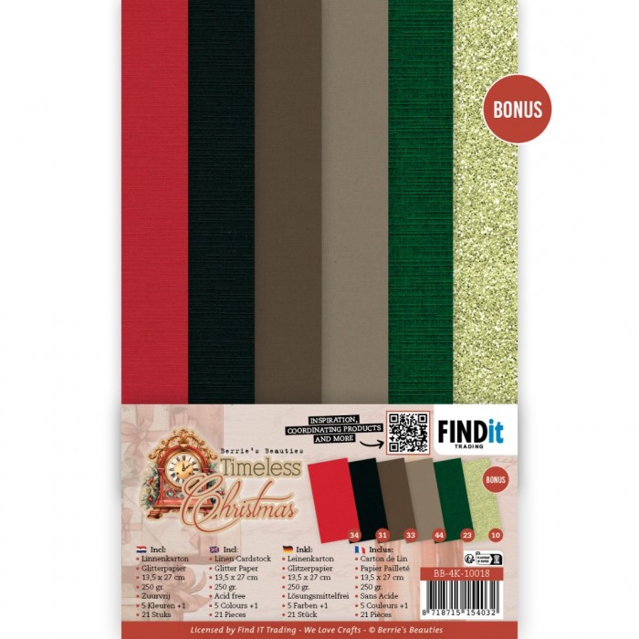 Linen Cardstock Pack - Berries Beauties - Timeless Christmas - 4K