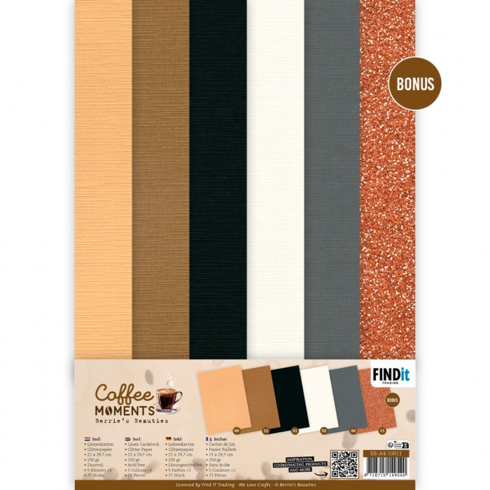 Linen Cardstock Pack - Berries Beauties - Coffee Moments - A4
