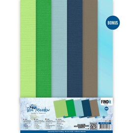 Linen Cardstock Pack - Berries Beauties - Blue Meadow - A4