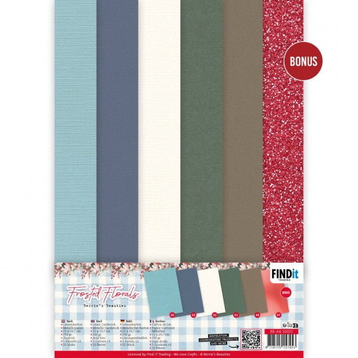 Linen Cardstock Pack - Berries Beauties - Frosted Florals - A4