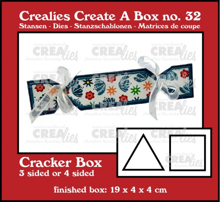 Crealies Create A Box stans no. 32, Cracker 3 en 4 kantig